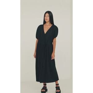 Paper Label Women's MiMi Black Pleated Wrap Midi Dress Size XL